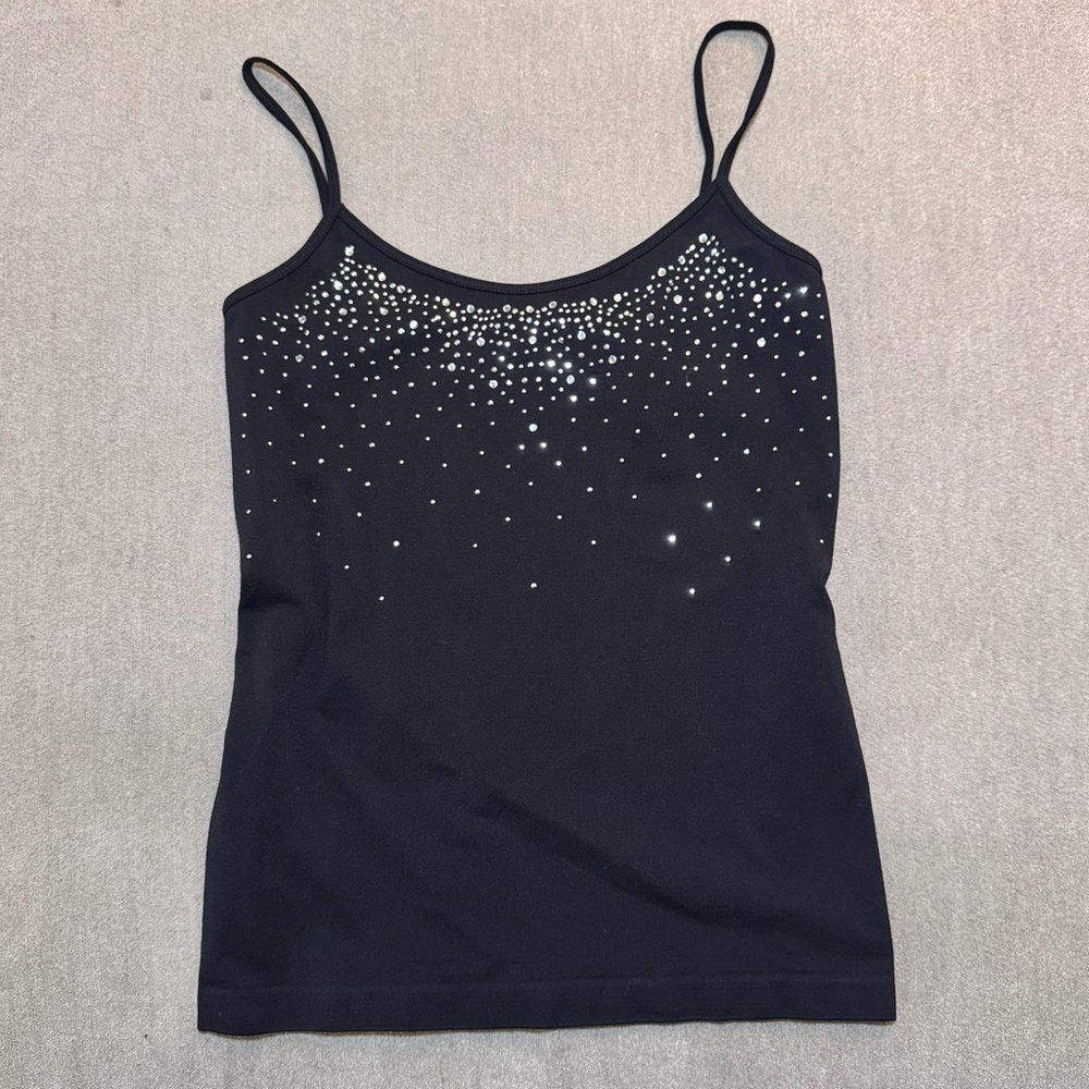 Y2K Black Rhinestone Studded Cami Tank Top